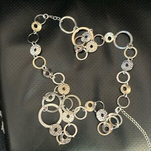 Lia Sophia Metal Links Long Necklace Three Tone